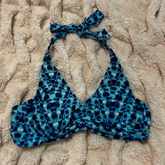 Athleta Blue Patterned Bikini Top Womens 34 B/C - Picture 1 of 6
